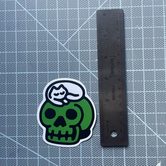 "Sleep Skull Cat" Vinyl Sticker