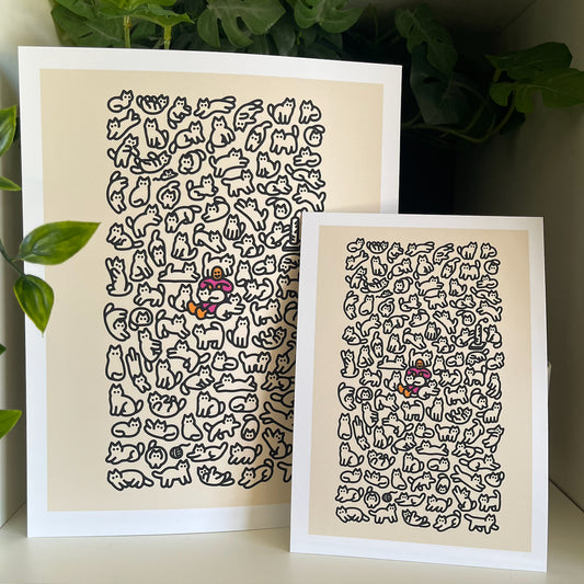 "100 Cats" Art Print