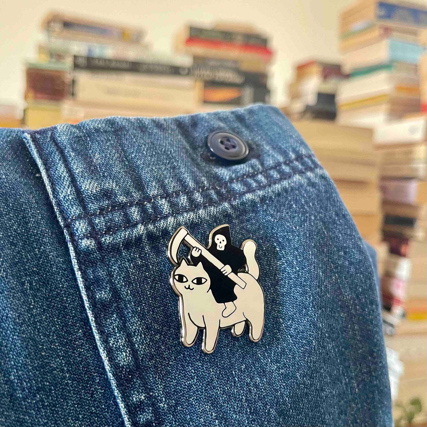 "Death Rides a Pale Cat" Enamel Pin