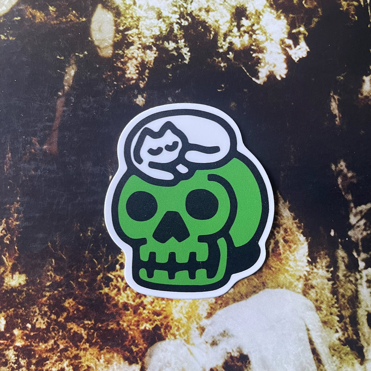 "Sleep Skull Cat" Vinyl Sticker