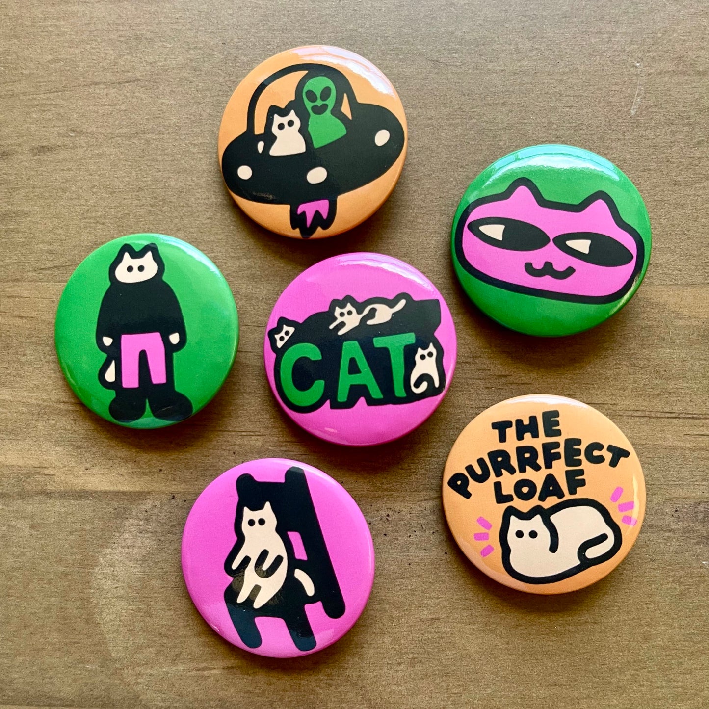 "CATS" Button Pin 6-Pack