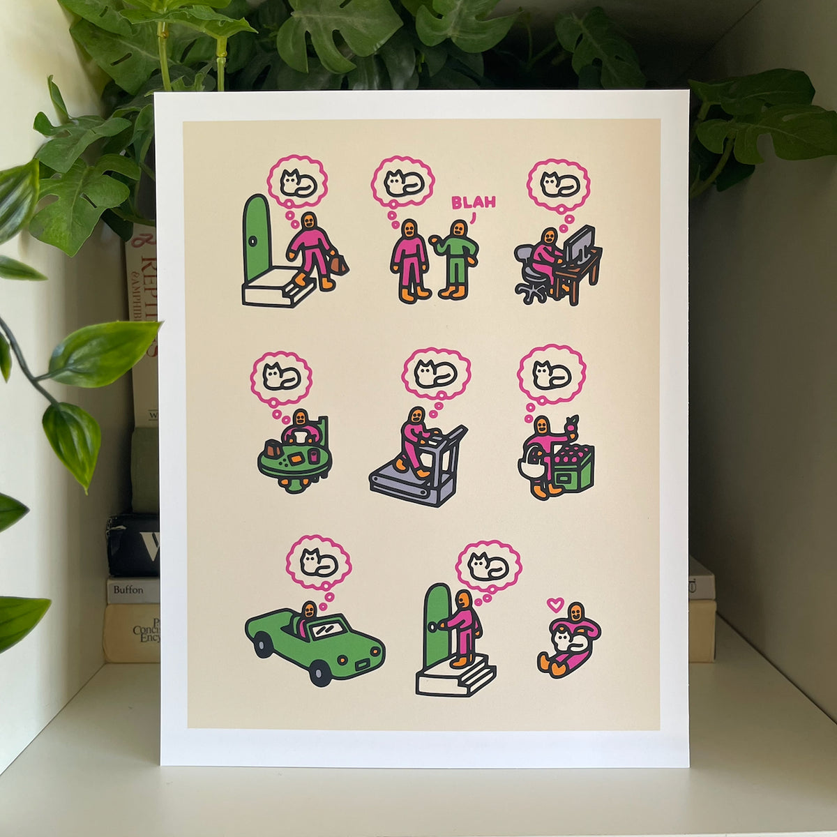 "Day in the Life of a Cat Person" Art Print
