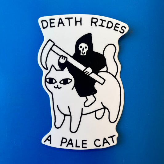 "Death Rides a Pale Cat" Vinyl Sticker